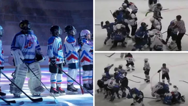 Суровый российский хоккей - детские команды устроили драку в матче