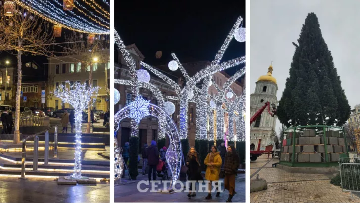 Украинские города преображаются к Новому году. Фото: коллаж "Сегодня"