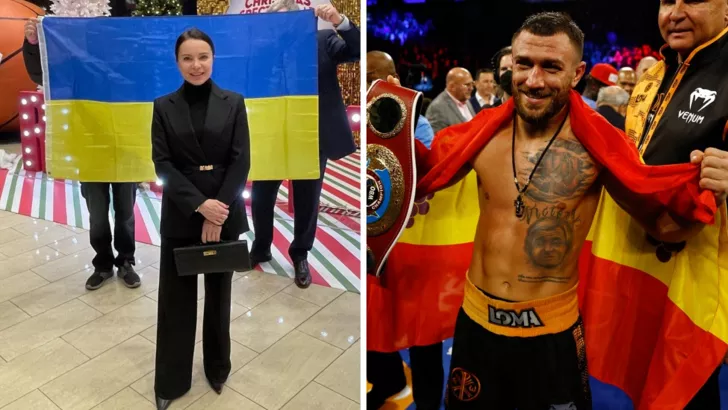 Подкопаева и Ломаченко с разными флагами