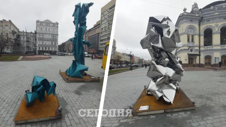 Киевлян удивили странные скульптуры на Театральной площади