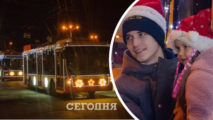 Жители города наблюдали, как троллейбусами управляли Деды Морозы.