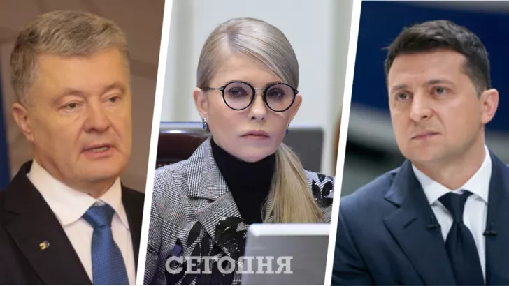 Петр Порошенко, Юлия Тимошенко, Владимир Зеленский (слева направо). Фото: коллаж "Сегодня"