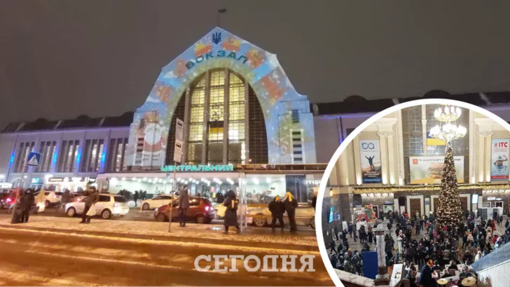 Вокзал в Киеве преобразился накануне Нового года.