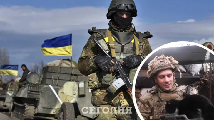 На Донбасі з українськими військовими живе кіт. Фото: колаж "Сьогодні"