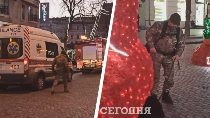 Неизвестные сообщили о взрывчатке на улице Дерибасовской, 1/Фото: Национальная полиция в Одесской области, коллаж: "Сегодня"