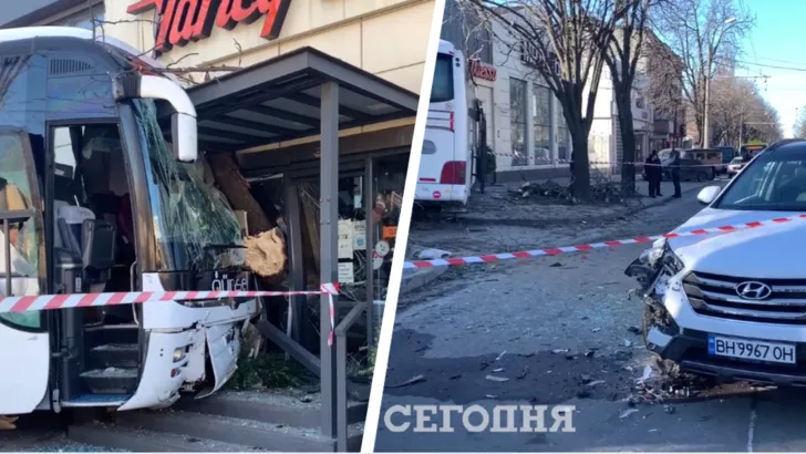 В Одессе произошла авария с участием легкового автомобиля и рейсового автобуса. Фото: коллаж "Сегодня"