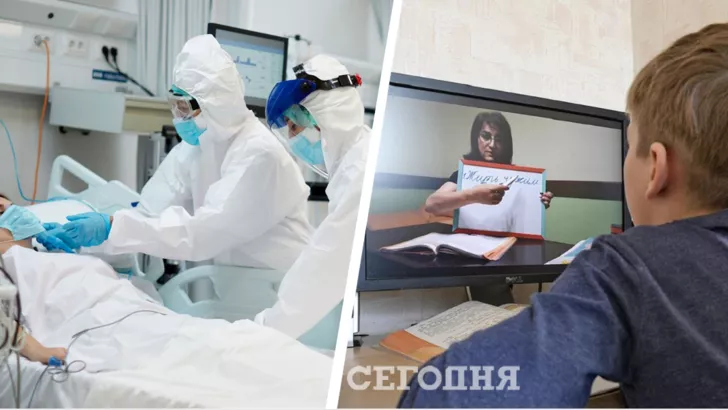 В Украине школьники уходят на онлайн-обучение, а заболевших все больше. Фото: коллаж "Сегодня"