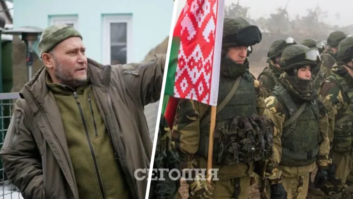 Дмитрий Ярош (слева) и белорусские военные (справа). Фото: коллаж "Сегодня"