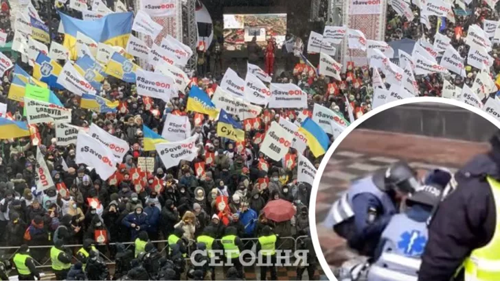 Мітинг підприємців у Києві. Фото: колаж "Сьогодні"