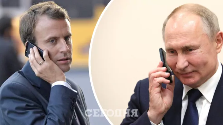 Президент Франции Эммануэль Макрон (фото слева) и глава РФ Владимир Путин (фото справа)