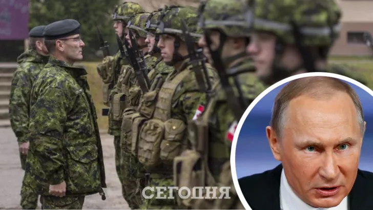 Канадські військові (ліворуч) та президент РФ Володимир Путін (праворуч). Фото: колаж "Сьогодні"