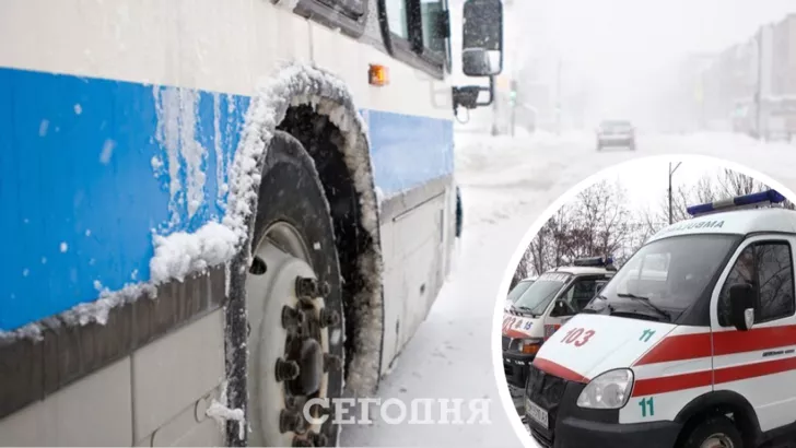 На Львівщині перекинувся автобус. Фото: колаж "Сьогодні"