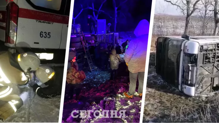 В Україні рятувальники діставали машини зі снігових заметів, а деякі авто знесло у кювети. Фото: колаж "Сьогодні"