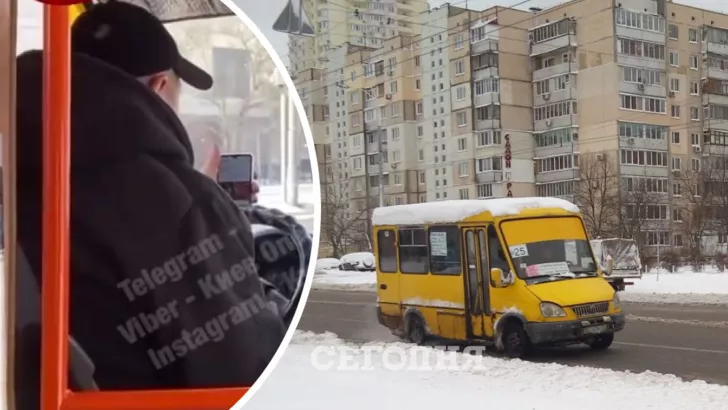 В Киеве маршрутчик сидел в интернете за рулем