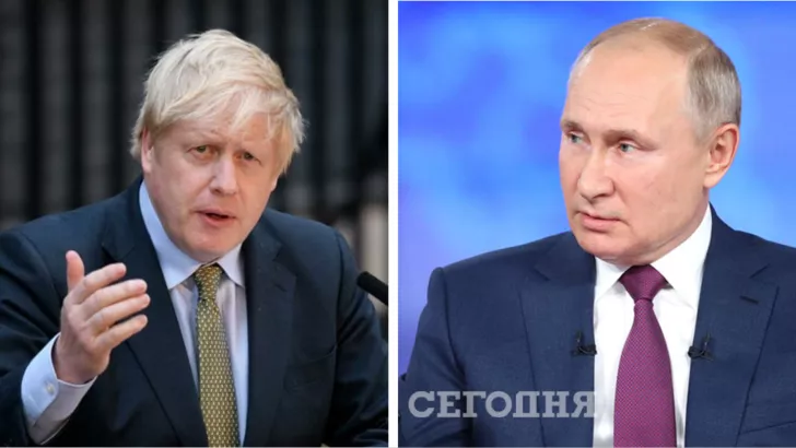 Борис Джонсон (ліворуч) та Володимир Путін (праворуч). Фото: колаж "Сьогодні"