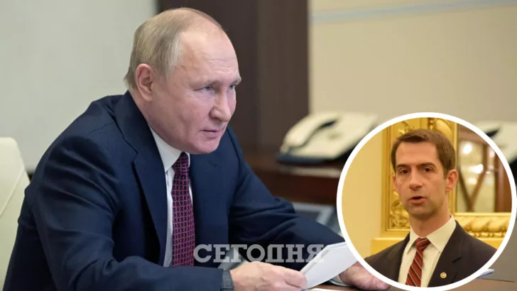 Сенатор Тед Коттон (в круге) рассказал о целях Владимира Путина