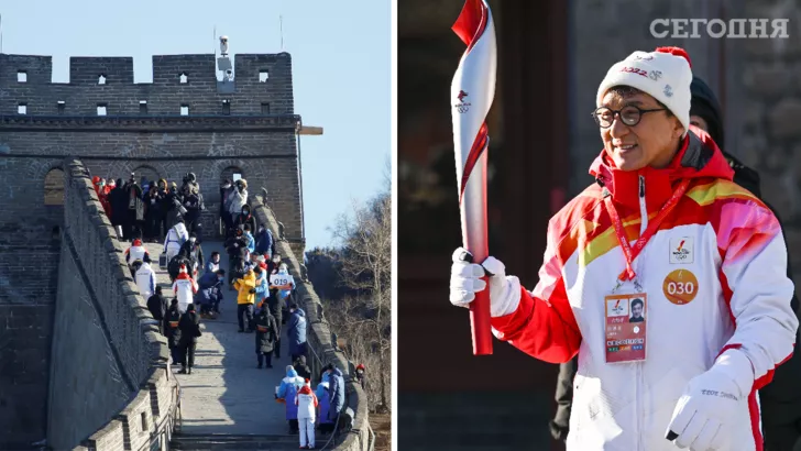 Джеки Чан пронес олимпийский огонь по Великой китайской стене