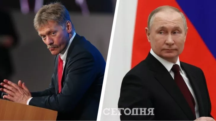 Дмитро Пєсков (ліворуч) та Володимир Путін (праворуч). Фото: колаж "Сьогодні"