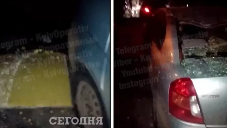 В Києві балкон розтрощив машину.