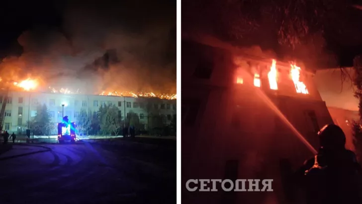 Огонь вспыхнул в 01:23/Фото: ГСЧС Украины, коллаж: "Сегодня"
