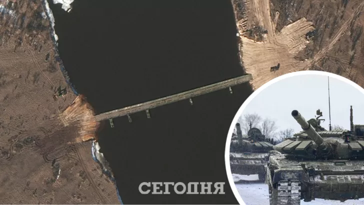 Со спутников заметили наведение нового понтонного моста через Припять / Коллаж "Сегодня"