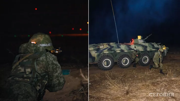 Навчання проводились у темну пору доби/Фото: Міністерство оборони Придністровської Молдавської республіки, колаж: "Сьогодні"