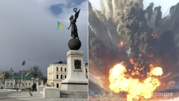 В Харькове бомба попала в остановку. Фото: коллаж "Сегодня"