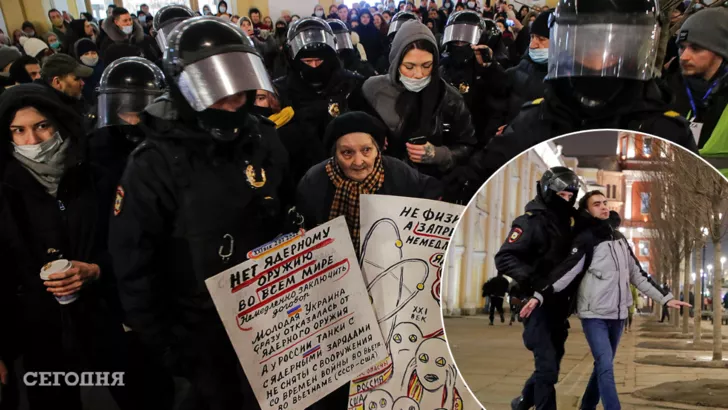 На протест вышли несколько сотен россиян. Арестовали даже блокадницу Елену Осипову / Коллаж "Сегодня"
