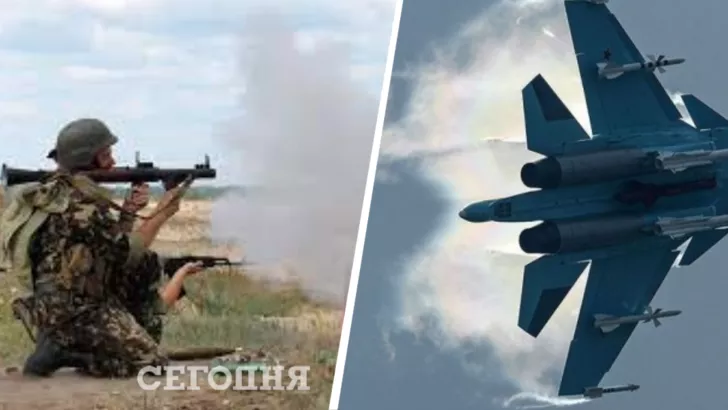 Под Черниговом сбили вражеский Су-34. Коллаж "Сегодня"