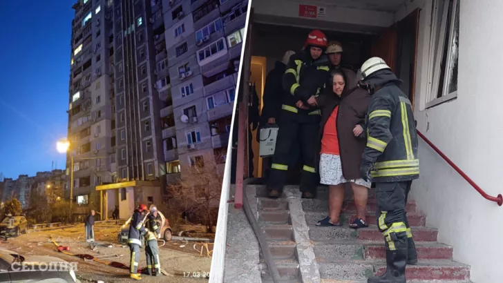 В Киеве сбитая ракета повредила многоэтажку
