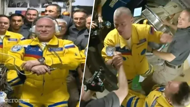 Російські космонавти прилетіли на МКС в жовто-синіх комбінезонах