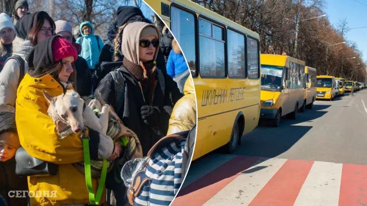 Украинцев эвакуируют из городов, которые обстреливает РФ. Фото: коллаж "Сегодня"