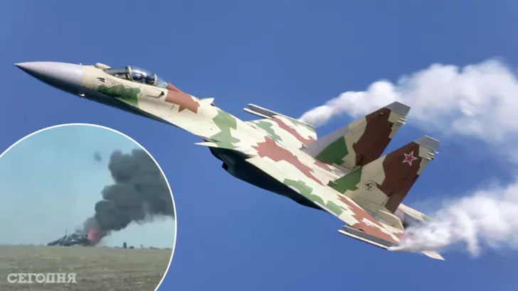 ПВО ВСУ уничтожили новейший истребитель Су-35 ВКС РФ. Фото: коллаж "Сегодня"