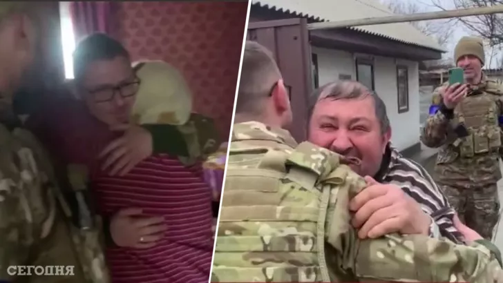 Родные обрадовались визиту сына-военного