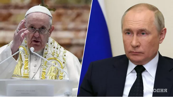 Папа Римський уперше виступив із критикою Володимира Путіна. Колаж "Сьогодні"