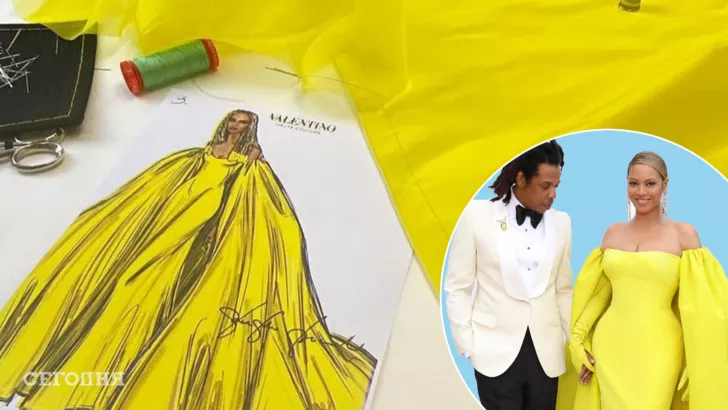 В Velentino опубликовали снимки, как создавалось желтое платье для Бейонсе