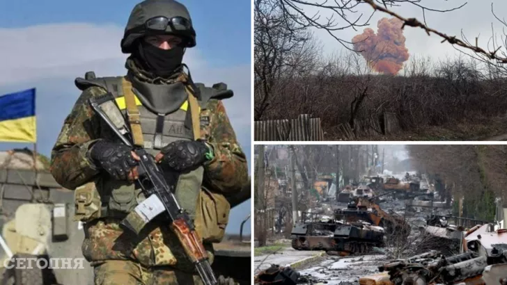 Украинские военные противостоят оккупантам