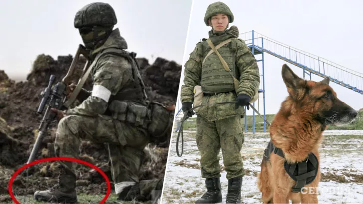 Слева - фото оккупанта в обуви ВСУ, справа - солдат РФ в ботинках своей армии / Коллаж "Сегодня"