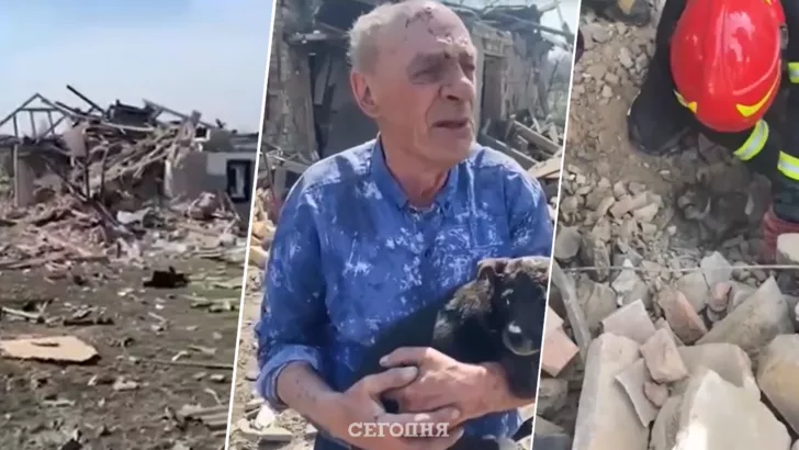В Донецкой области щенка одинокого дедушки спасли из-под завалов. Фото: коллаж "Сегодня"