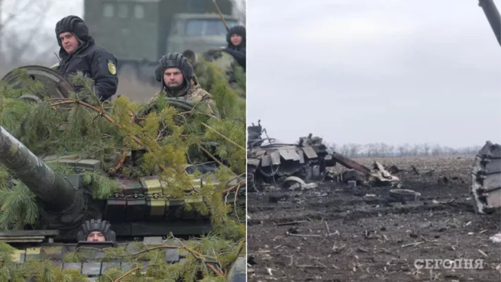 Украинские защитники уничтожили четыре танка, пять артиллерийских систем. Коллаж "Сегодня"