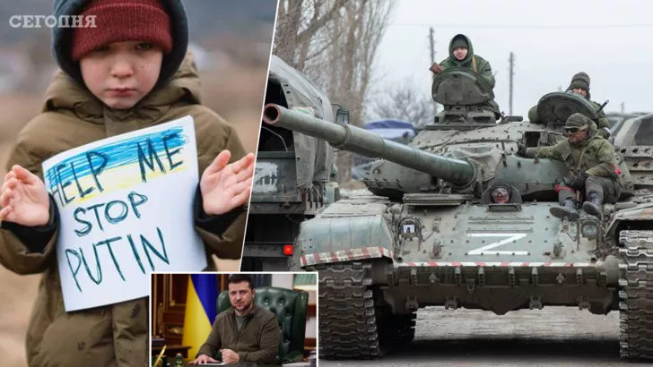 Владимир Зеленский: "Весь мир объединяется, чтобы Россия не убивала детей". Фото: коллаж "Сегодня"
