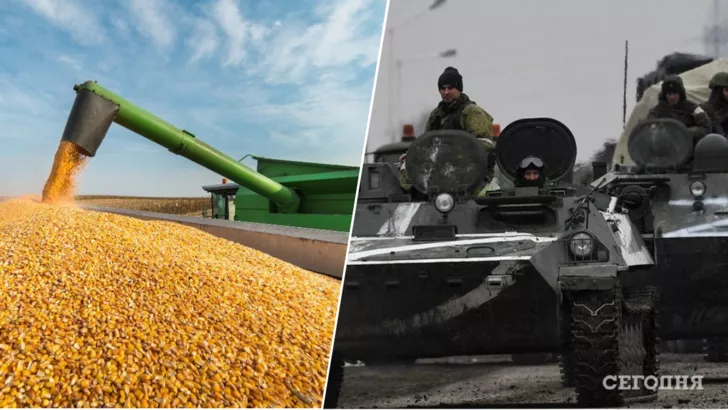 Окупанти вивозять зерно з України / Колаж "Сьогодні"