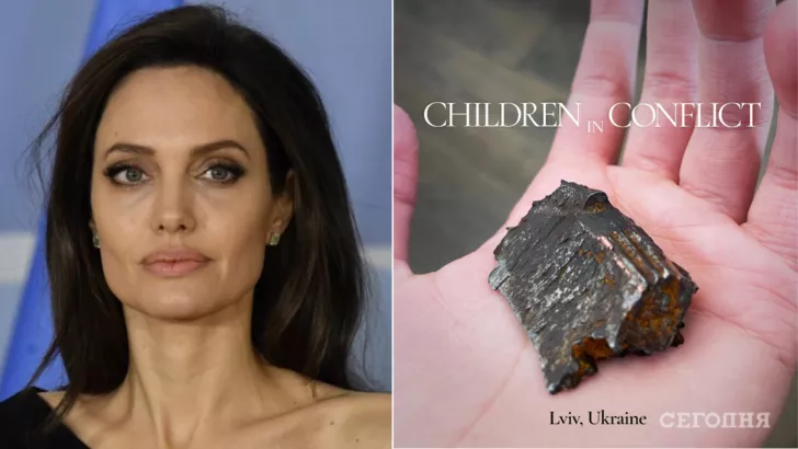 Анджелина Джоли после визита во Львов показала осколок бомбы