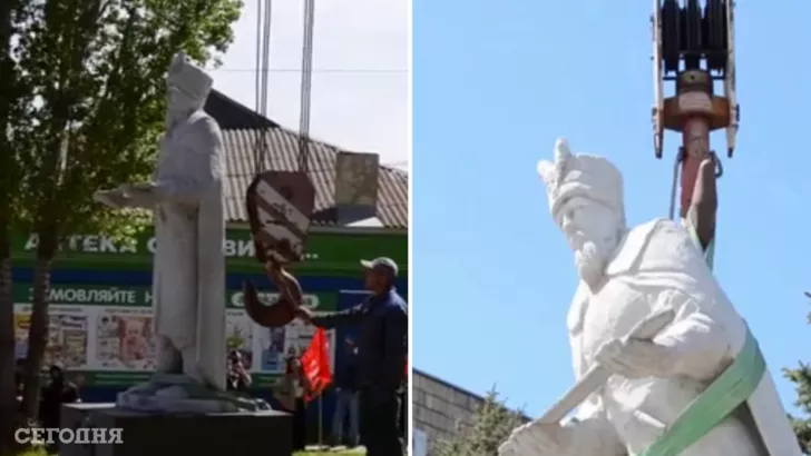 В Мангуше российские оккупанты снесли памятник гетману Сагайдачному