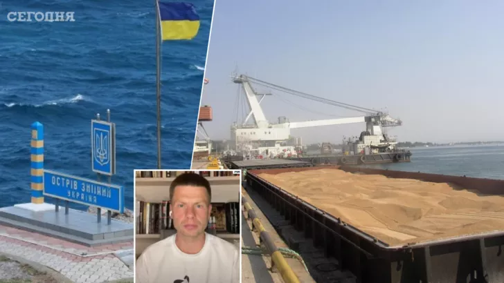 Контроль над островом Змеиным позволит открыть путь транспортировки украинского зерна из Одессы. Фото: коллаж "Сегодня"