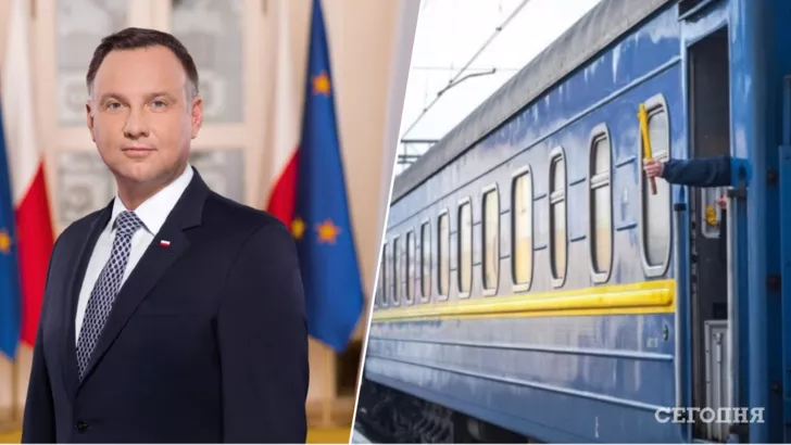 Президент Польши Анджей Дуда прибыл в Украину, а "Укрзализныця" опубликовала график эвакуационного поезда. Коллаж "Сегодня"