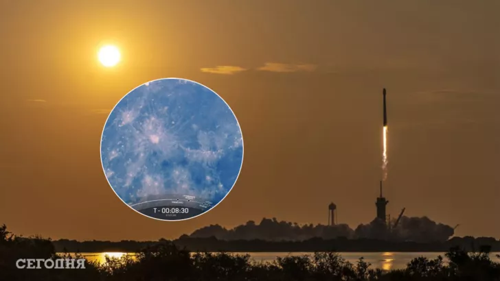 Запуск SpaceX Starlink на тлі безкрайнього Місяця та пронизливого сходу Сонця заворожує
