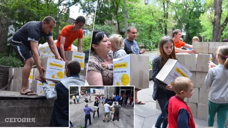 Переселенцы получают гуманитарную помощь в Запорожье