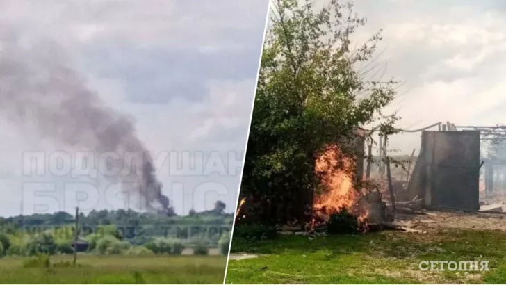 У Брянській області спалахнули два будинки. Фото: колаж "Сьогодні"
