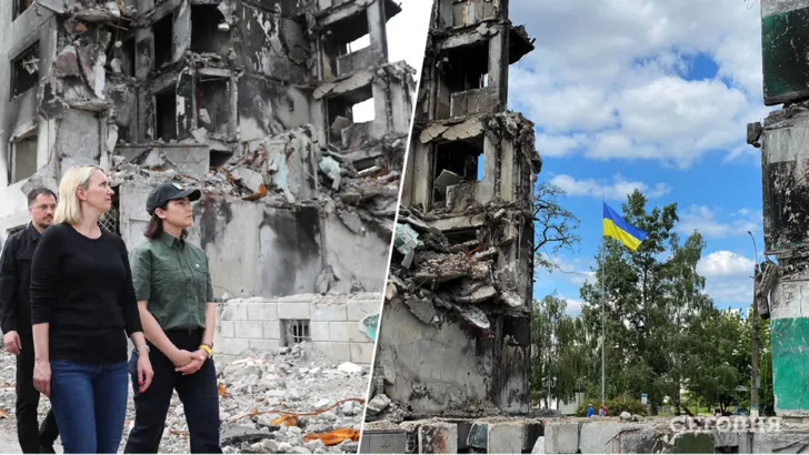 Бриджит Бринк побывала на месте бомбардировок Россией жилых домов / Коллаж "Сегодня"